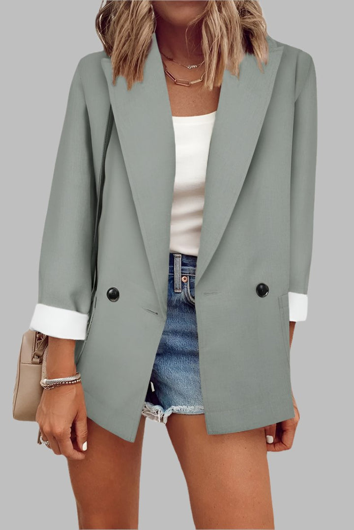 Cuff Sleeve Blazer- Gray