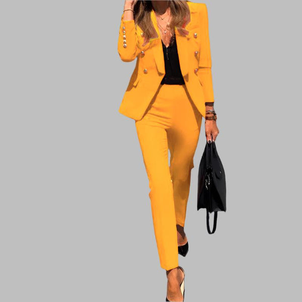 Solid Color Jacket Suit- Yellow