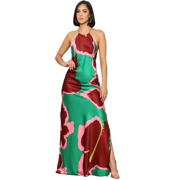 Printed Halter Maxi Dress