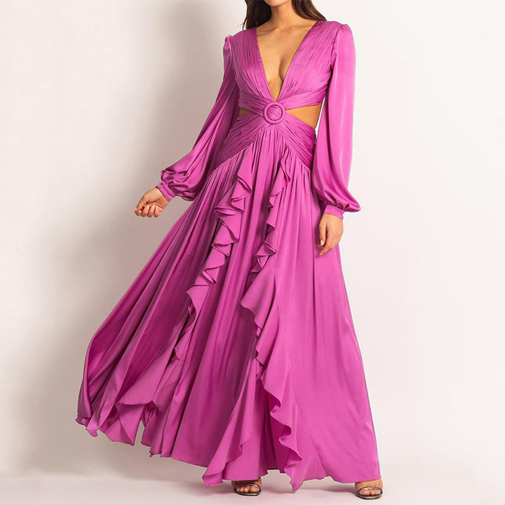 V neck Dress- Purple