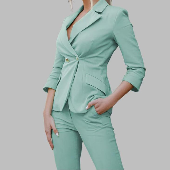 Slit-Leg Pantsuit- Green