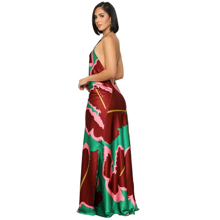 Printed Halter Maxi Dress