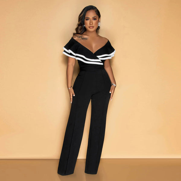 Off Shoulder Loose Pants Slim Fit Jumpsuit