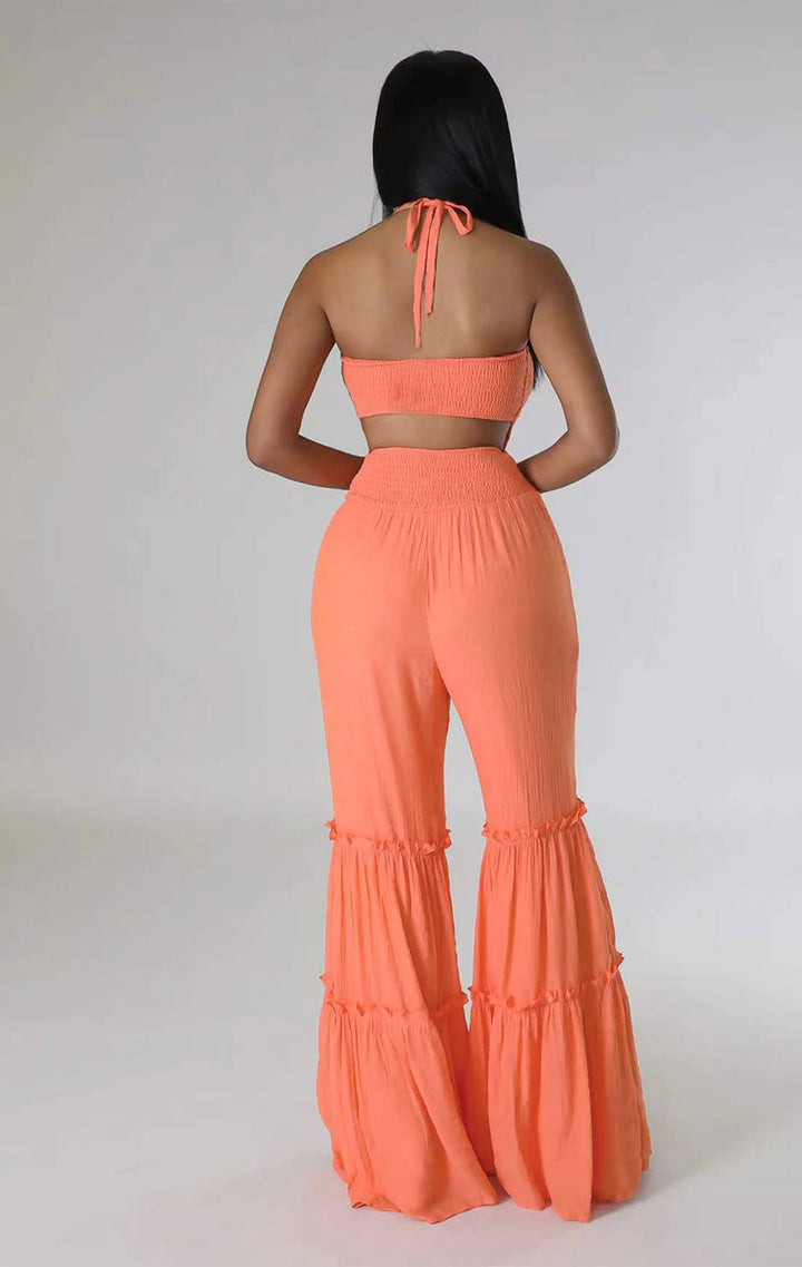 Backless Wide Leg Jumpsuit- Orange