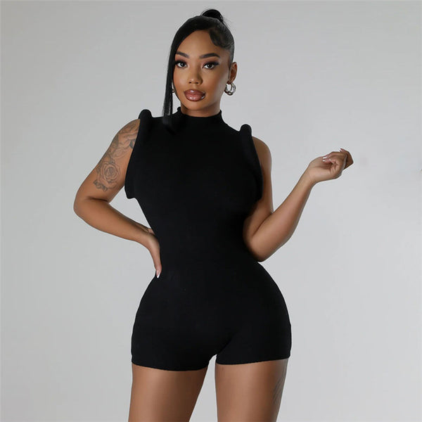 Round Neck Padded Short Sleeve Romper