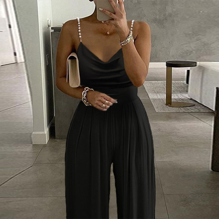 Pearl Suspender Jumpsuit- Black