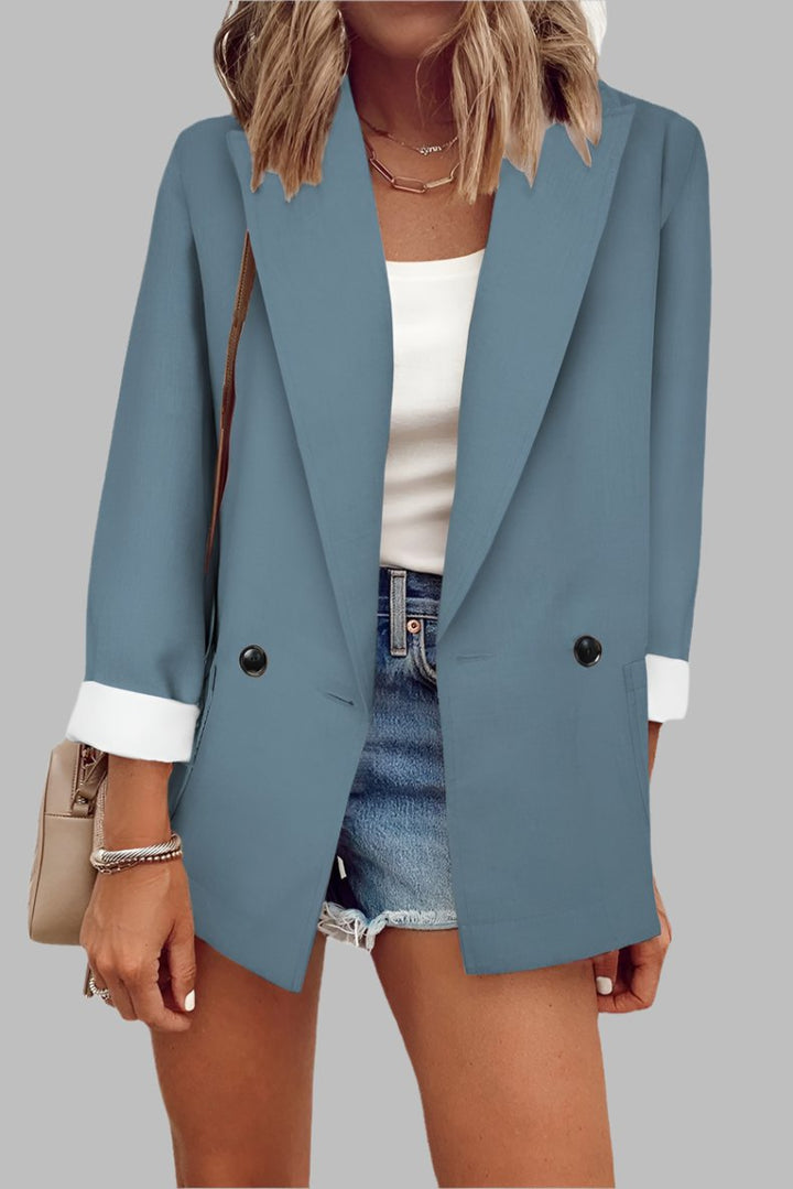 Cuff Sleeve Blazer- Blue