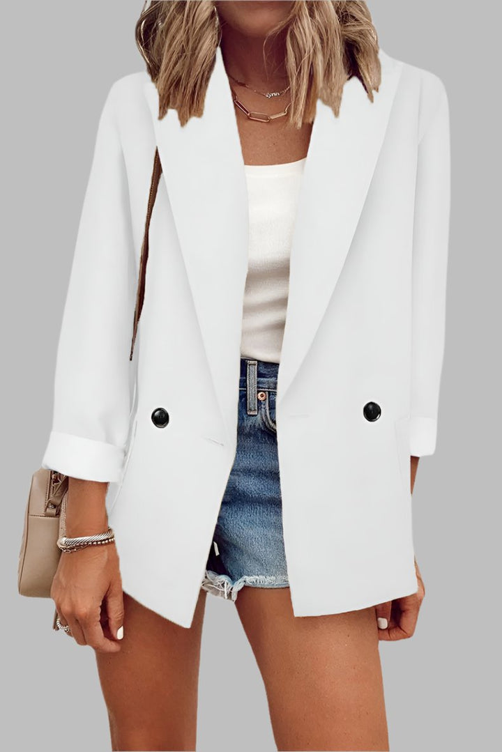 Cuff Sleeve Blazer- White