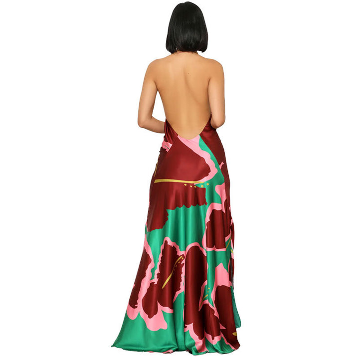 Printed Halter Maxi Dress