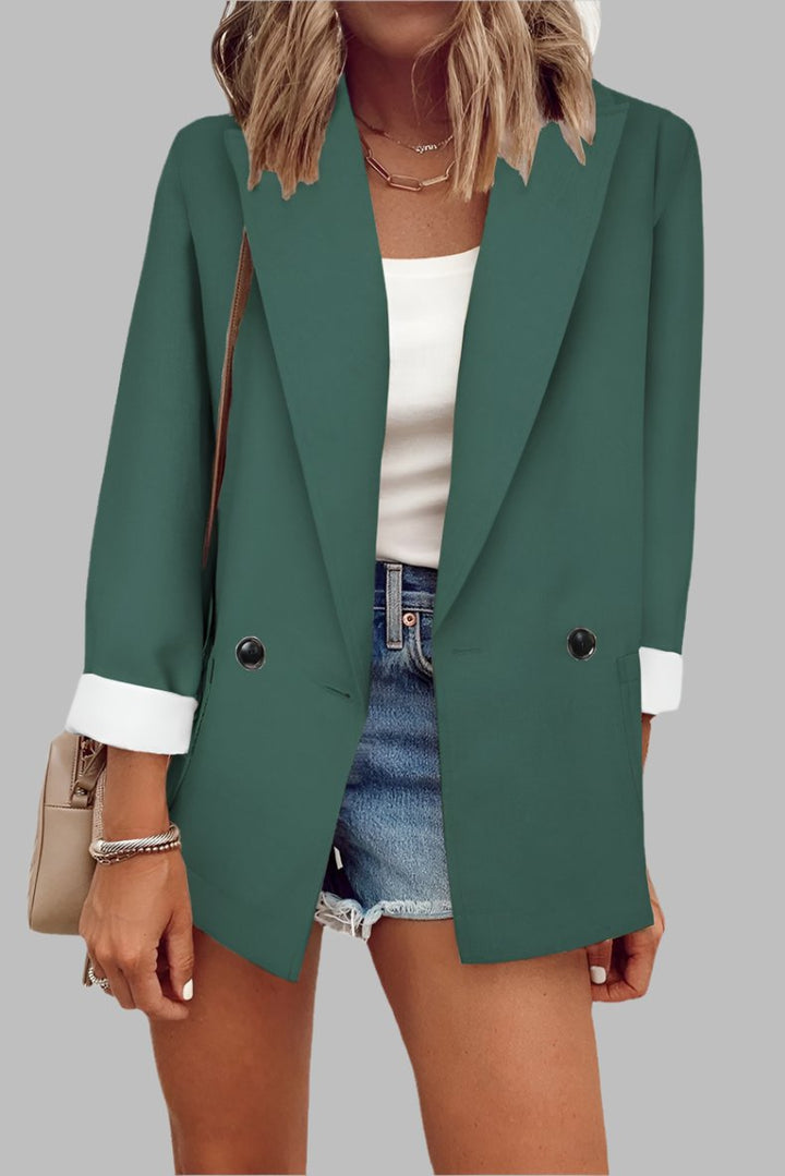 Cuff Sleeve Blazer- Green