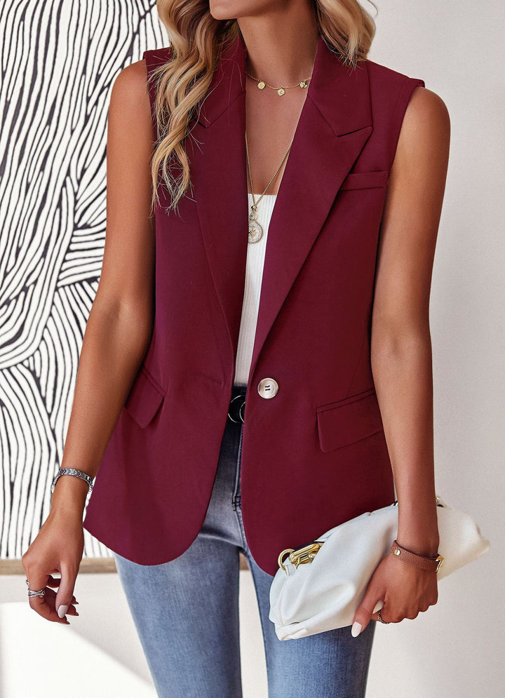 Loose Office Sleeveless Vest- Burgundy