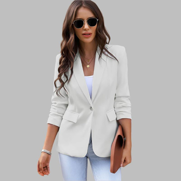 Solid Color Slim Fit Blazer- White