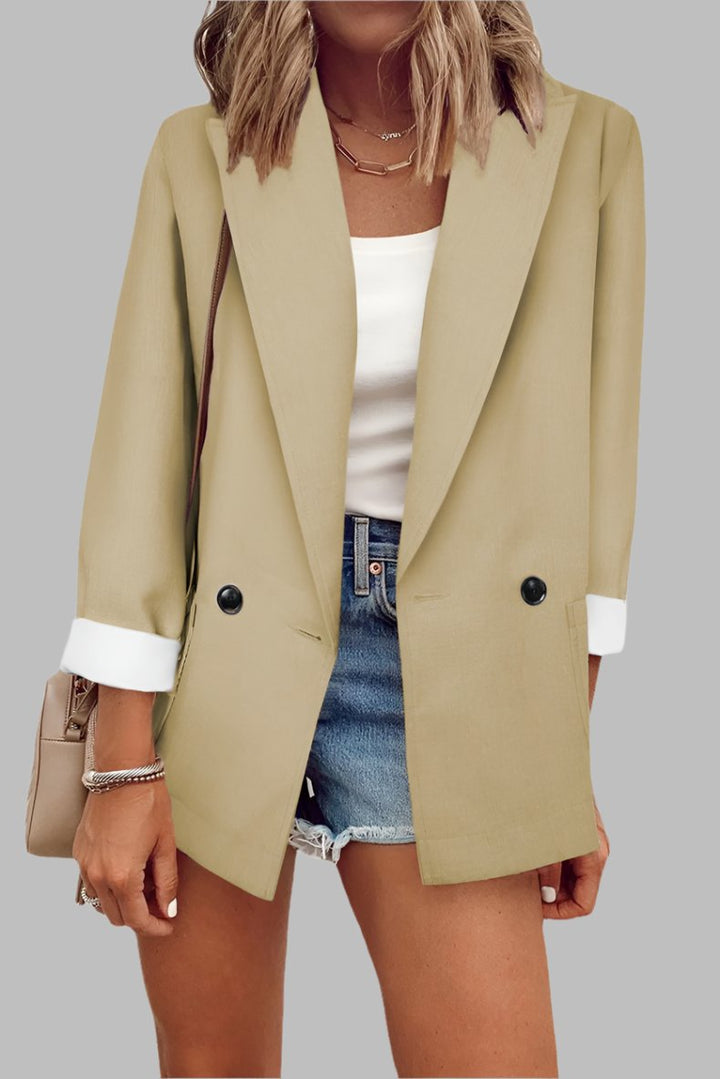 Cuff Sleeve Blazer- Apricot