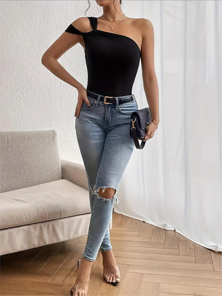 Double strap One Shoulder Top