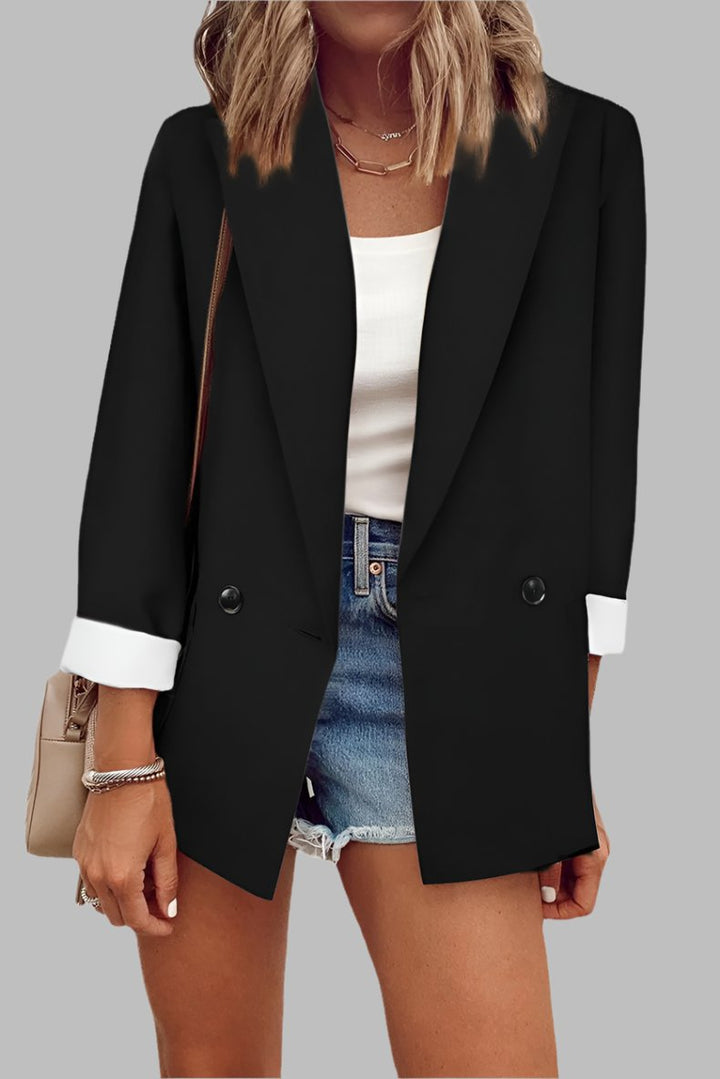 Cuff Sleeve Blazer- Black