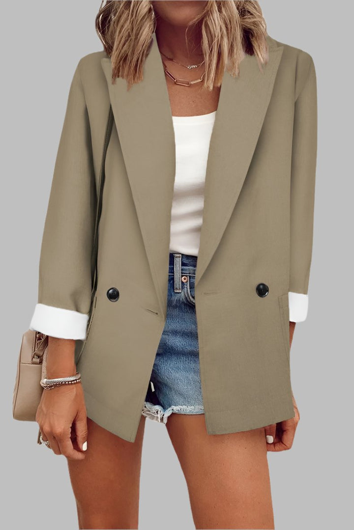 Cuff Sleeve Blazer- Khaki