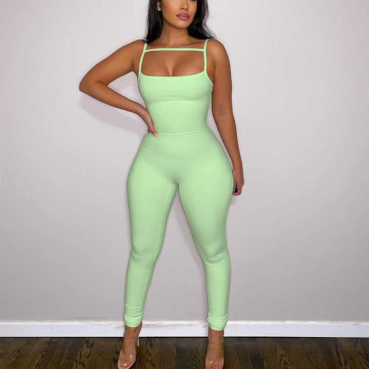 Spaghetti Strap Jumpsuit - Green