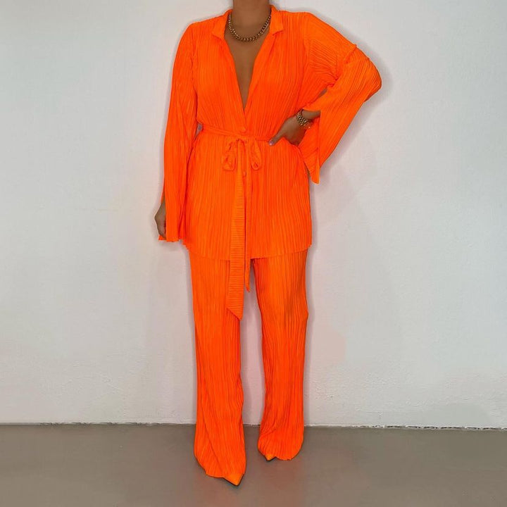 Loose Long Sleeve Shirt & Pants - Orange