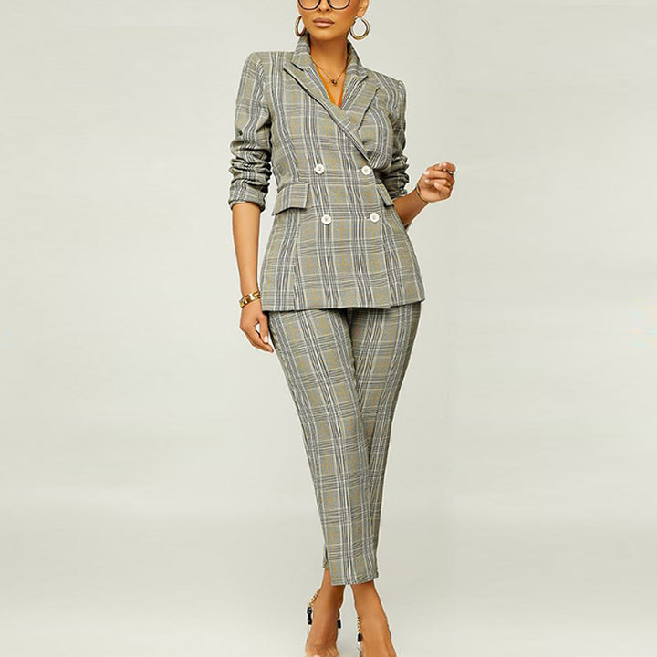 Plaid Professional Pants Suit