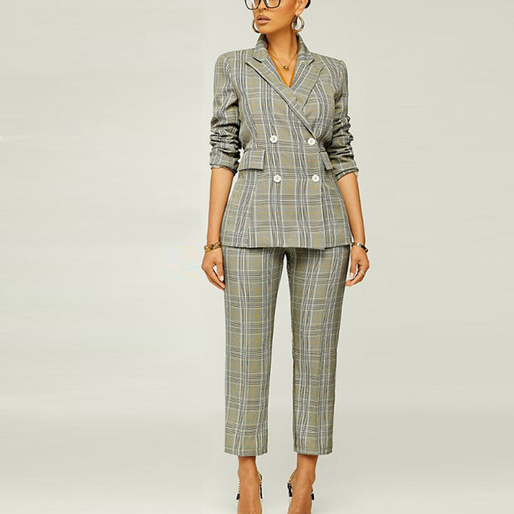 Plaid Professional Pants Suit