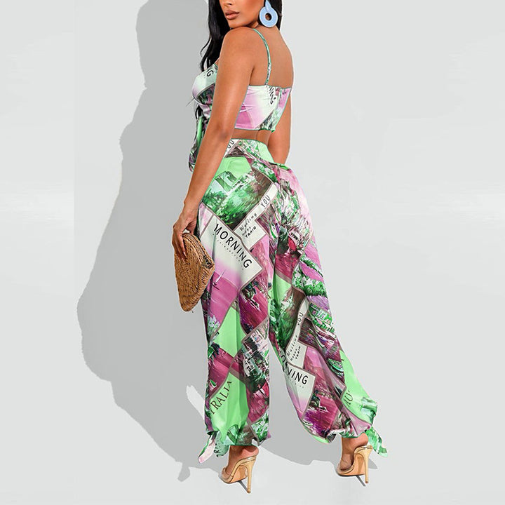 Printed Chest Wrap w/ Harem Pants