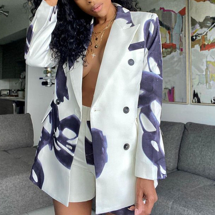 Printed Blazer & Shorts Two Piece Set